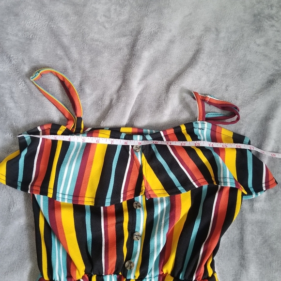 Eye Candy Juniors Med/Womens SM Ruffle Front Crepe Jumpsuit Multicolored - Picture 7 of 14